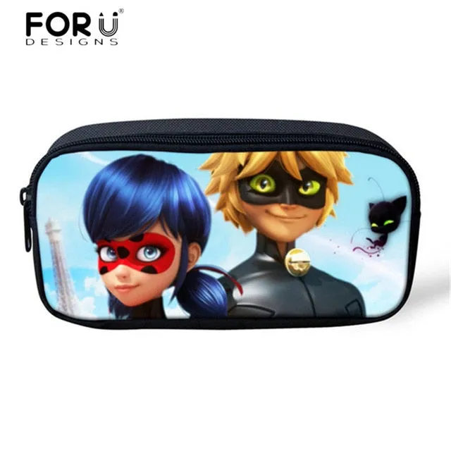 FORUDESIGNS Ladybug Girl Prints 3D School Bags Cartoon Children 3pcs/set School Backpacks Crossbody Bookbags Pencil Bag for Kids