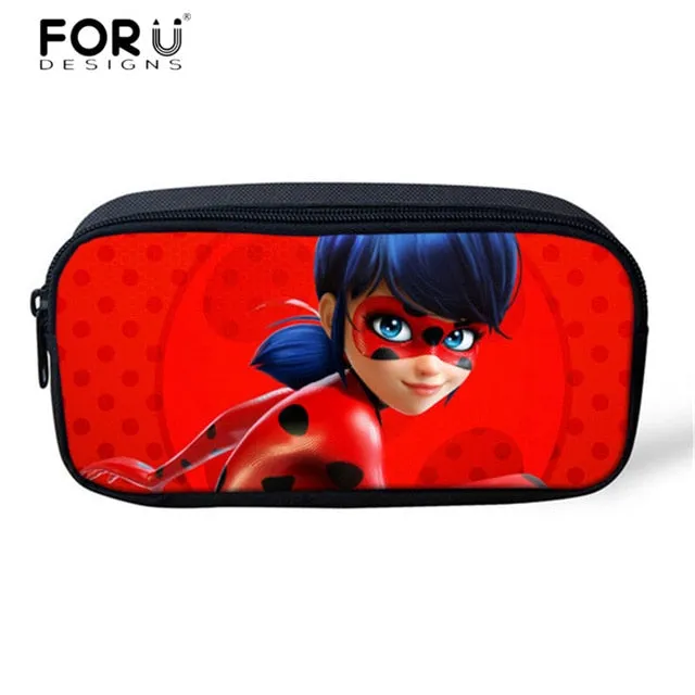 FORUDESIGNS Ladybug Girl Prints 3D School Bags Cartoon Children 3pcs/set School Backpacks Crossbody Bookbags Pencil Bag for Kids