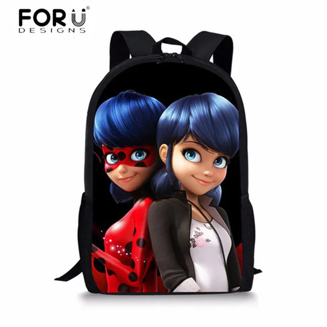 FORUDESIGNS Ladybug Girl Prints 3D School Bags Cartoon Children 3pcs/set School Backpacks Crossbody Bookbags Pencil Bag for Kids