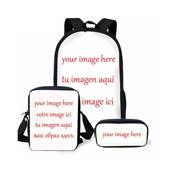 FORUDESIGNS Ladybug Girl Prints 3D School Bags Cartoon Children 3pcs/set School Backpacks Crossbody Bookbags Pencil Bag for Kids