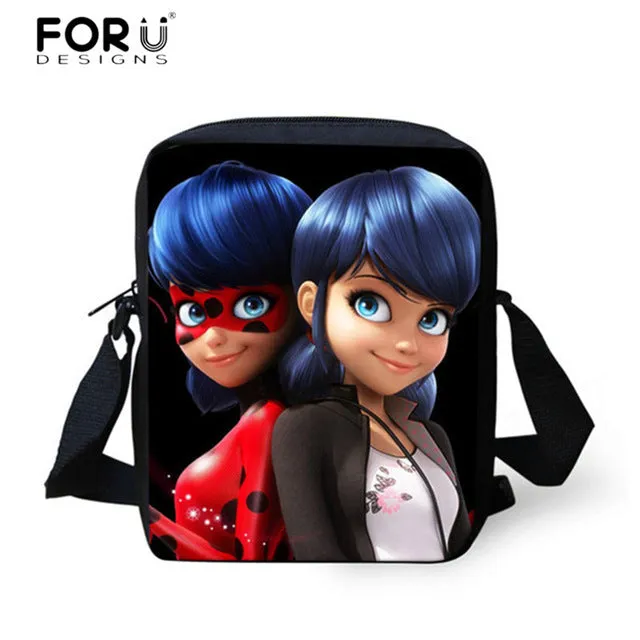 FORUDESIGNS Ladybug Girl Prints 3D School Bags Cartoon Children 3pcs/set School Backpacks Crossbody Bookbags Pencil Bag for Kids