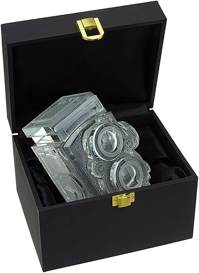 Fotodiox Crystal TLR Camera Display Model - 4/5 Sized Replica of Rolleiflex 2.8 Camera with Zeiss Planar 80mm Lens; Paperweight, Book Shelf, Bookends, Paper Weight