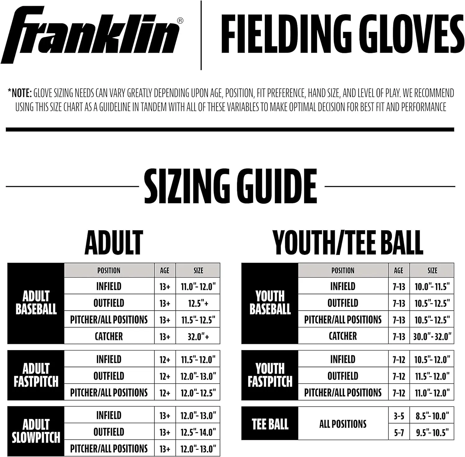 Franklin Sports Baseball   Softball Gloves - Field Master Adult   Youth Baseball   Softball Gloves - Right Hand   Left Hand Gloves - Infield   Outfield Mitts - Multiple Sizes   Colors