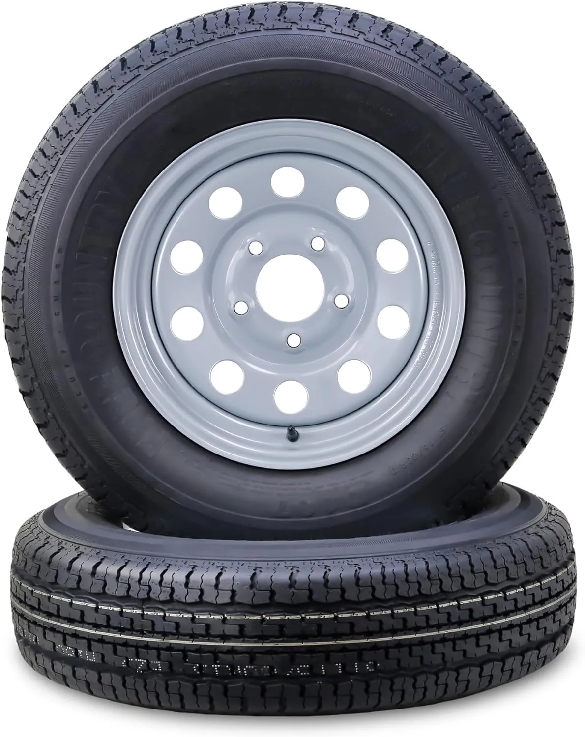 Free Country Trailer Tire Wheel Assembly ST175/80R13 8-Ply D 97M 5 Lug on 4.5" PCD Silver Mod Rim,SET 2