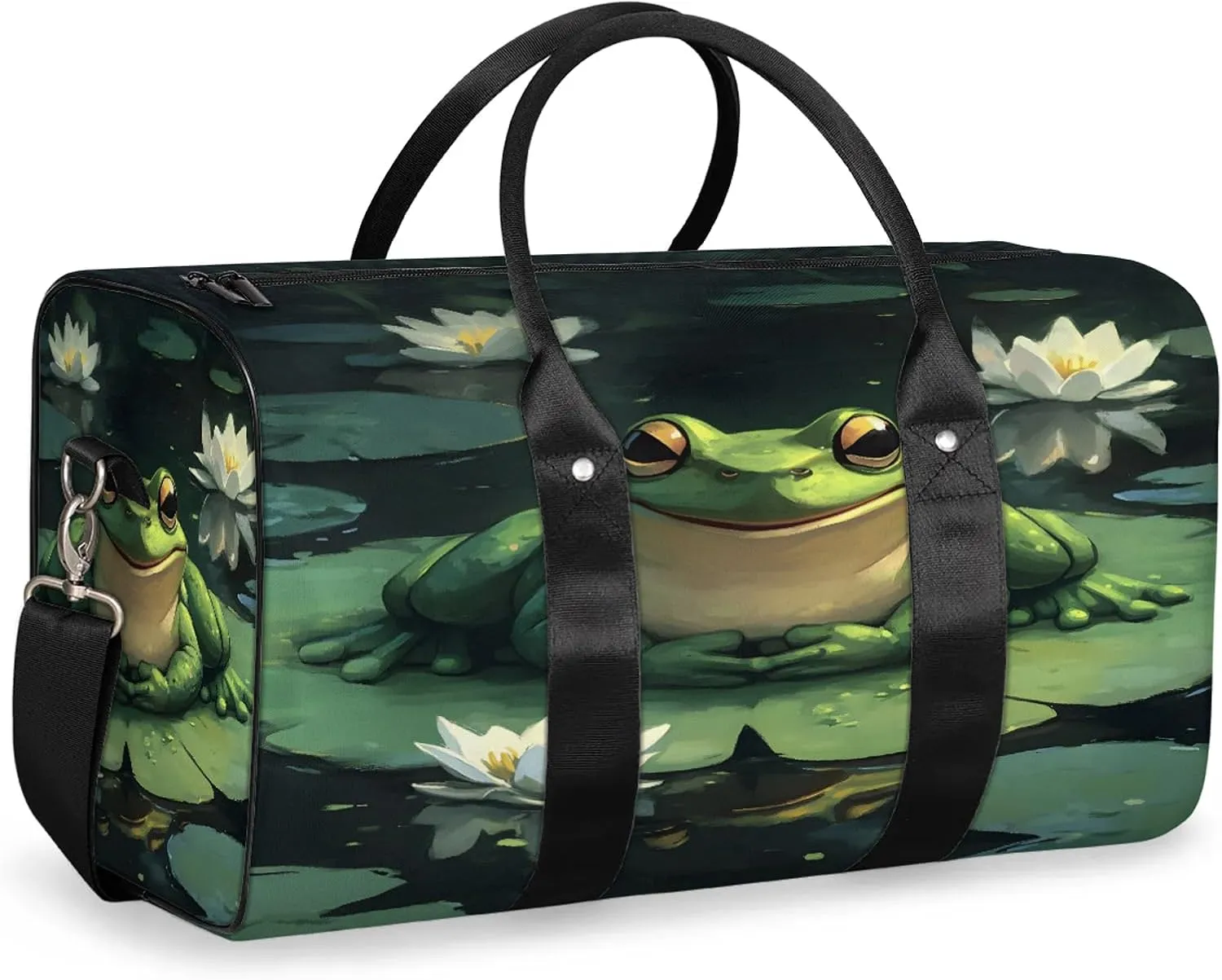 Frog Duffle Bag for Travel, Overnight Weekend Gym Carry On Luggage Bag, Funny Travel Duffel Bag for Men Women