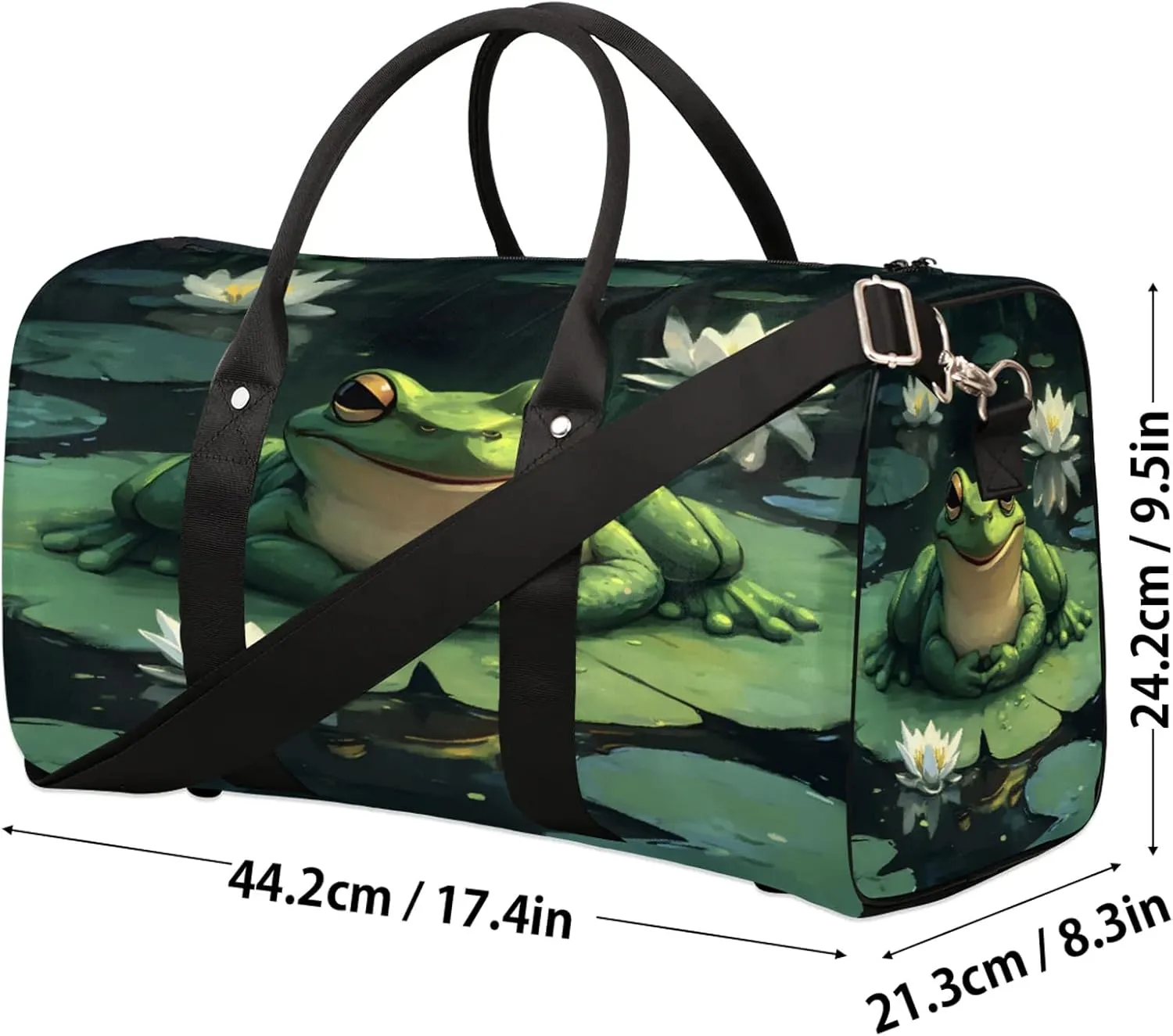 Frog Duffle Bag for Travel, Overnight Weekend Gym Carry On Luggage Bag, Funny Travel Duffel Bag for Men Women