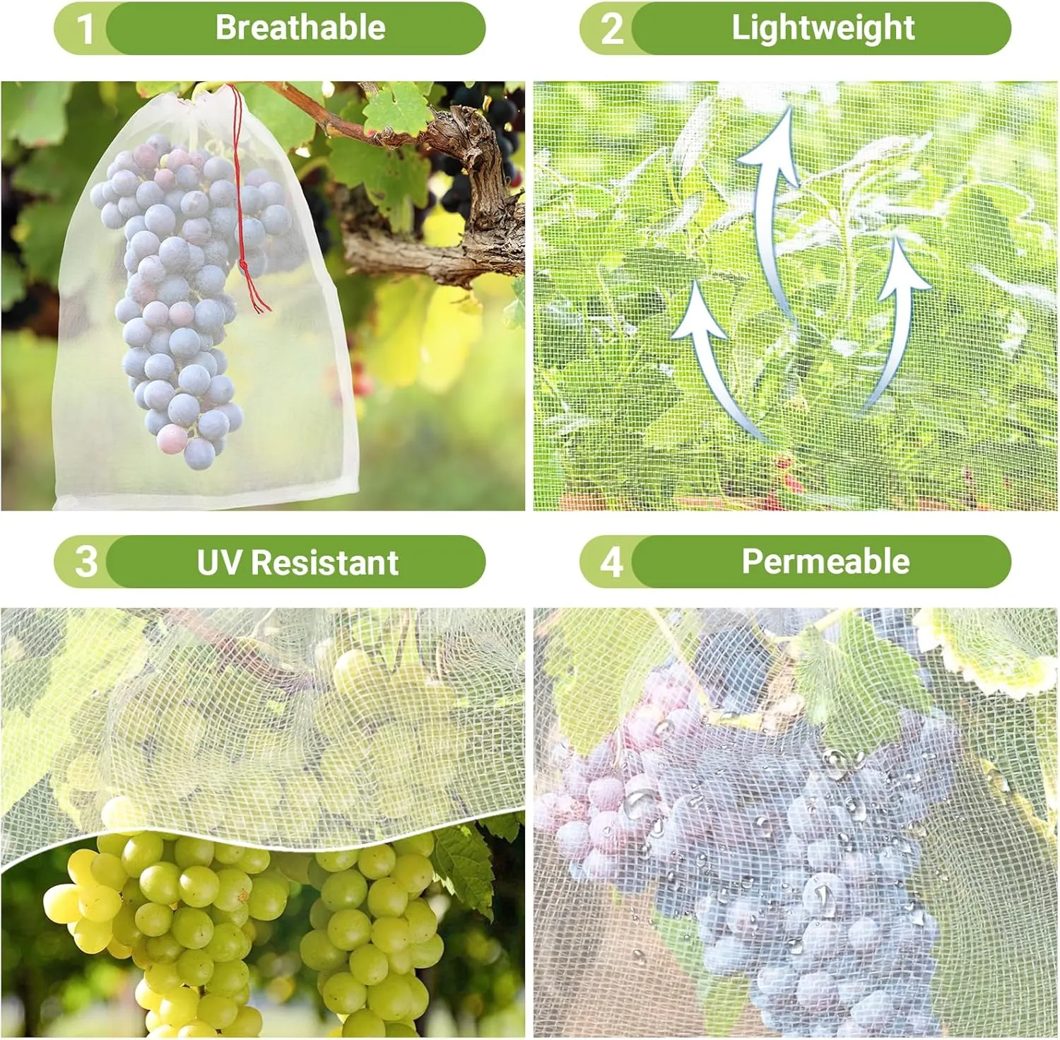 Fruit Protection Bags for Trees - 50 PCS 18x12 Inch Garden Insect Netting With Drawstrings, Mesh Bags Protect Plants, Tomatoes, Apples, Peaches From Bugs and Birds