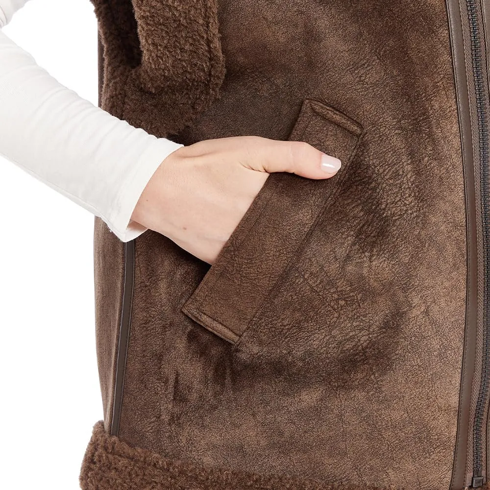 Frye Women's Zip Front Faux Suede Vest