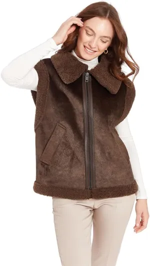 Frye Women's Zip Front Faux Suede Vest