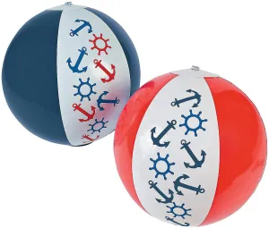 Fun Express Nautical 14" Beach Balls Summer Toys- 12 Individual Beach Balls - VBS Vacation Bible School Supplies/Decor