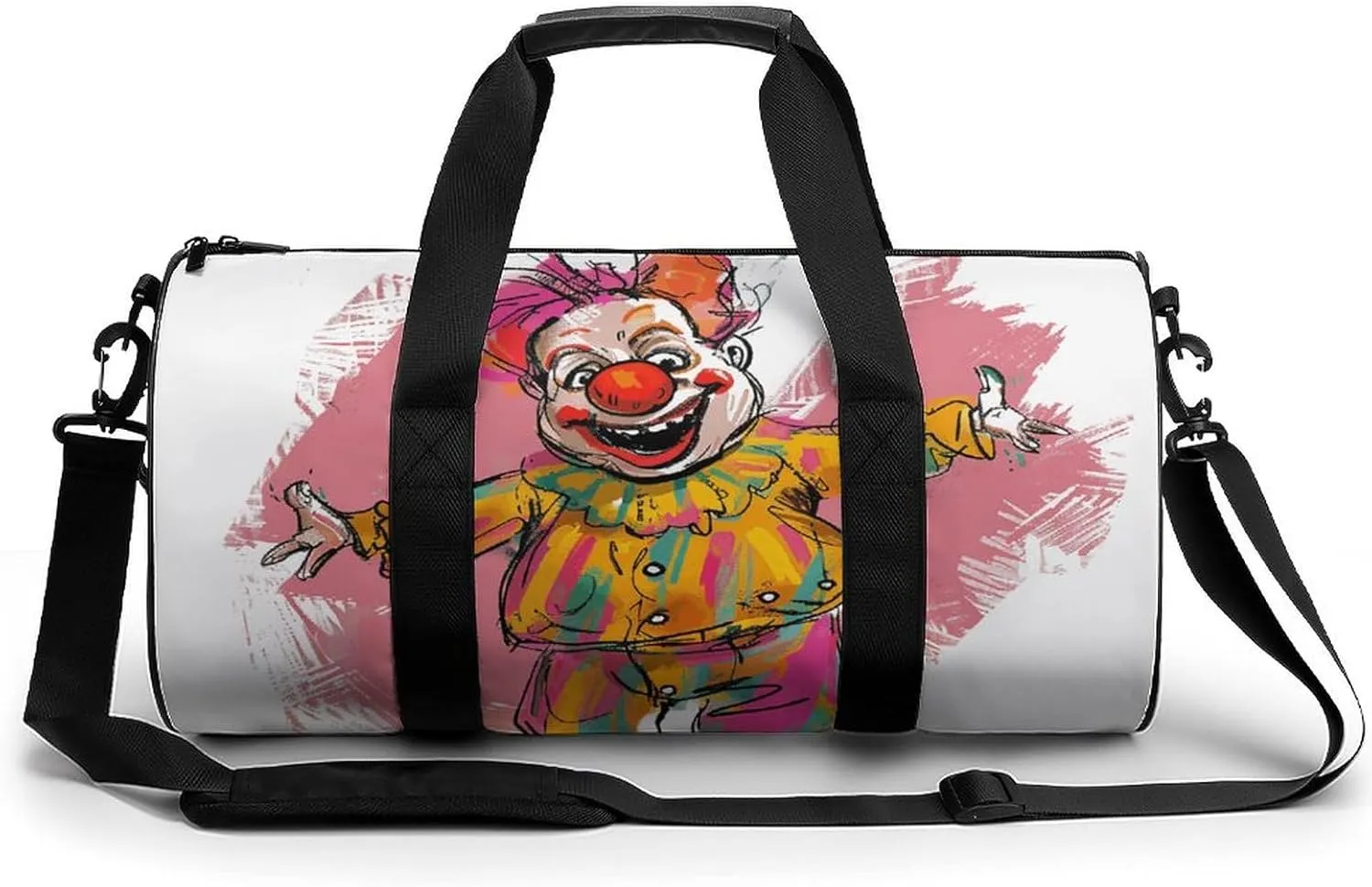 Funny Clown Character Gym Bag Small Travel Duffle Bag with Compartment Carry On Weekender Bag for Women Men