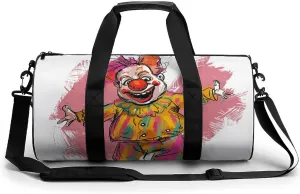 Funny Clown Character Gym Bag Small Travel Duffle Bag with Compartment Carry On Weekender Bag for Women Men