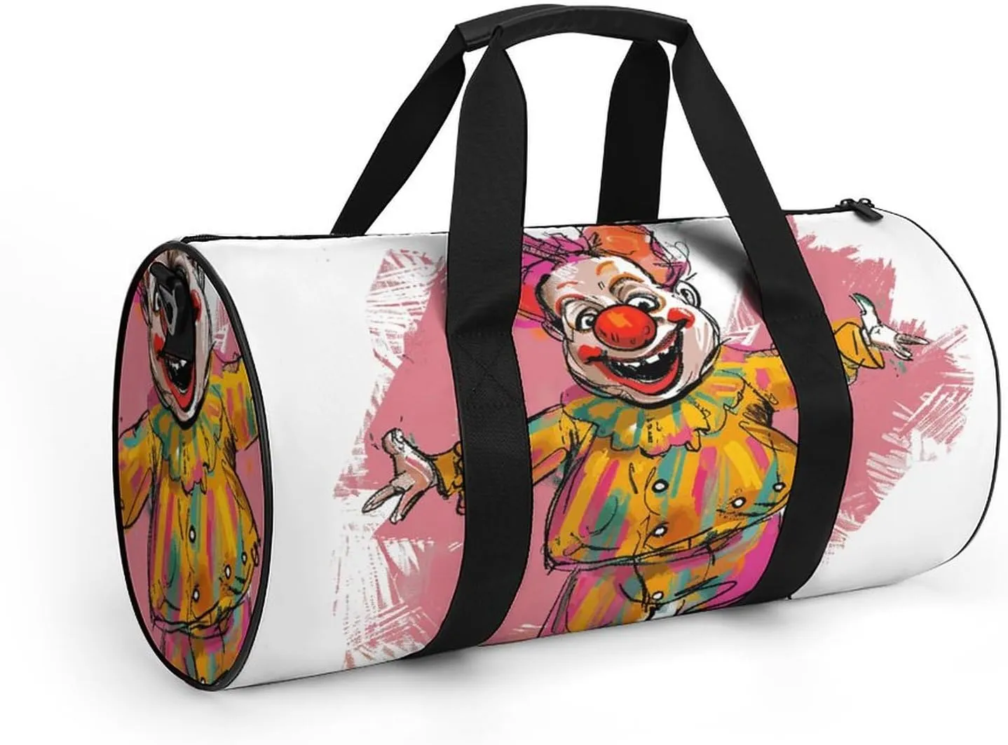 Funny Clown Character Gym Bag Small Travel Duffle Bag with Compartment Carry On Weekender Bag for Women Men