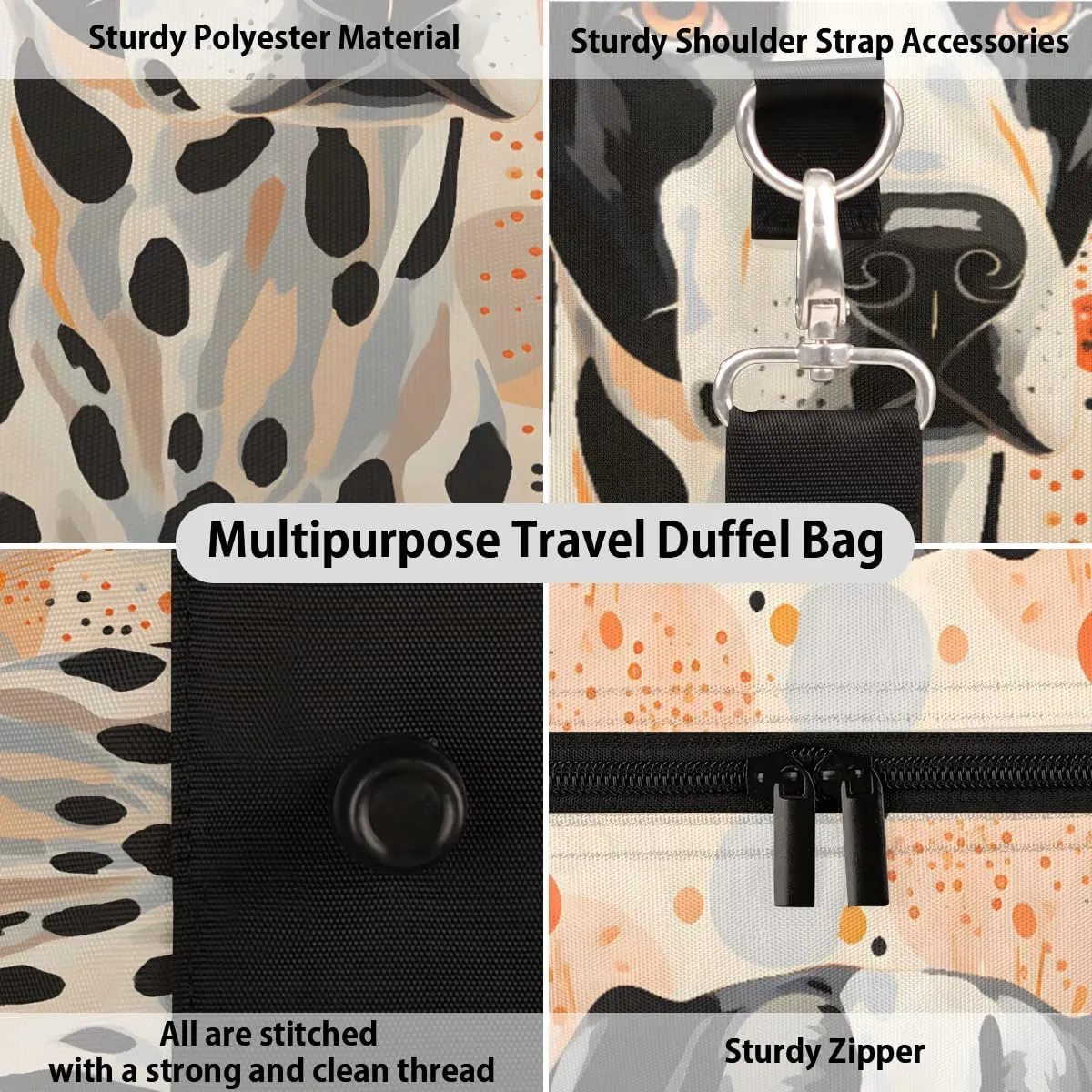 Funny Dog Themed Travel Duffle Bag, Sports Gym Bags for Women Men, Carry On Weekender Overnight Workout Airplane Trips Bag