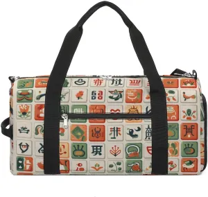 Funny Mahjong Sports Gym Bag for Men Women Travel Duffel Bag with Shoulder Strap