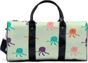 Funny Octopus Painting Travel Luggage Duffel Bag with Adjustable Strap Cartoon Octopus Pattern Sports Bag Lightweight Canvas Gym Tote Bag for Men and Women