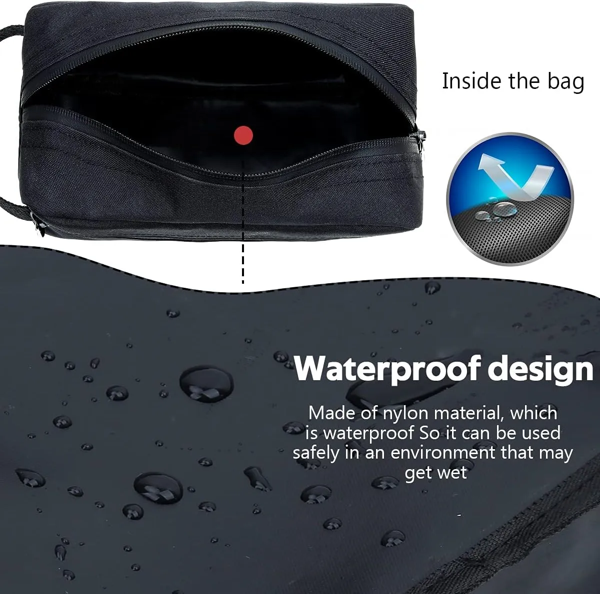FUNSEED Travel Toiletry Bag for Women and Men, Water-resistant Shaving Bag for Toiletries Accessories, Foldable Storage Bags with Divider and Handle for Cosmetics Toiletries Brushes Tools