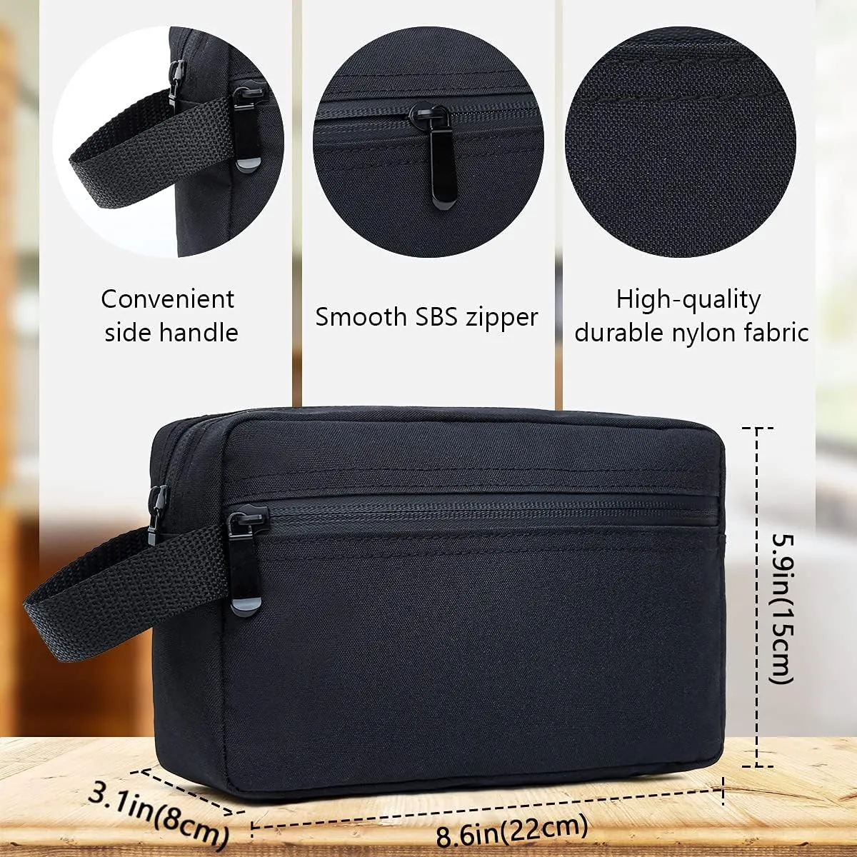 FUNSEED Travel Toiletry Bag for Women and Men, Water-resistant Shaving Bag for Toiletries Accessories, Foldable Storage Bags with Divider and Handle for Cosmetics Toiletries Brushes Tools