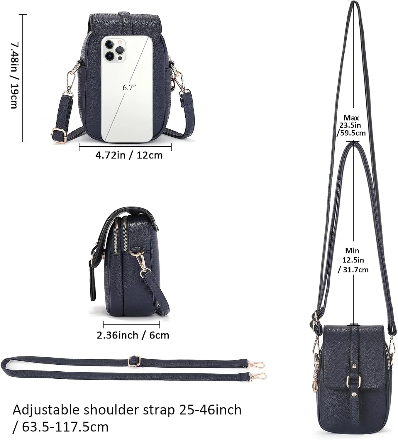 GAEKEAO Small Crossbody Bags for Women Leather Cell Phone Purse Bag Wallet with RFID Blocking Credit Card Slots