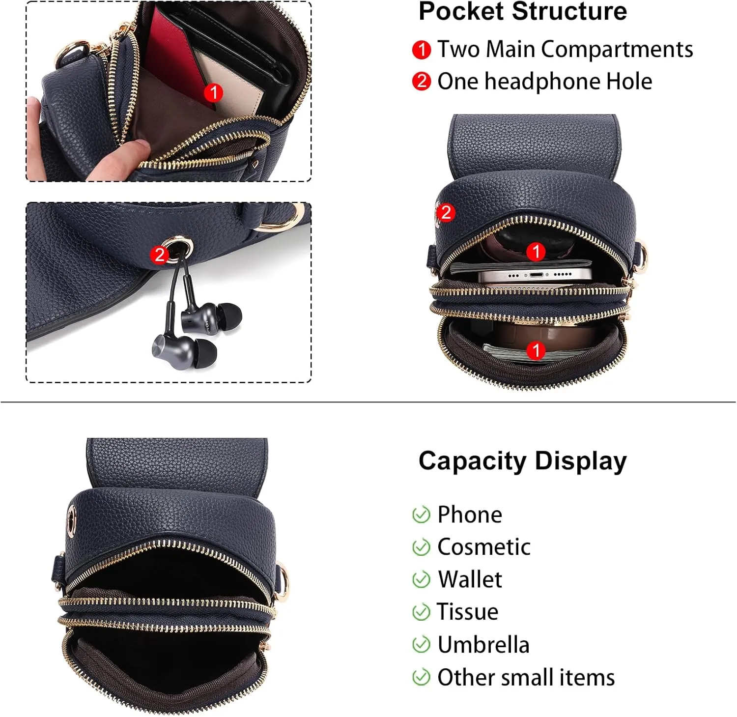 GAEKEAO Small Crossbody Bags for Women Leather Cell Phone Purse Bag Wallet with RFID Blocking Credit Card Slots