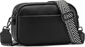 GAEKEAO Small Crossbody Bags for Women Vegan Leather Wide Strap Trendy Design Camera Bag Purse Shoulder Handbag Travel