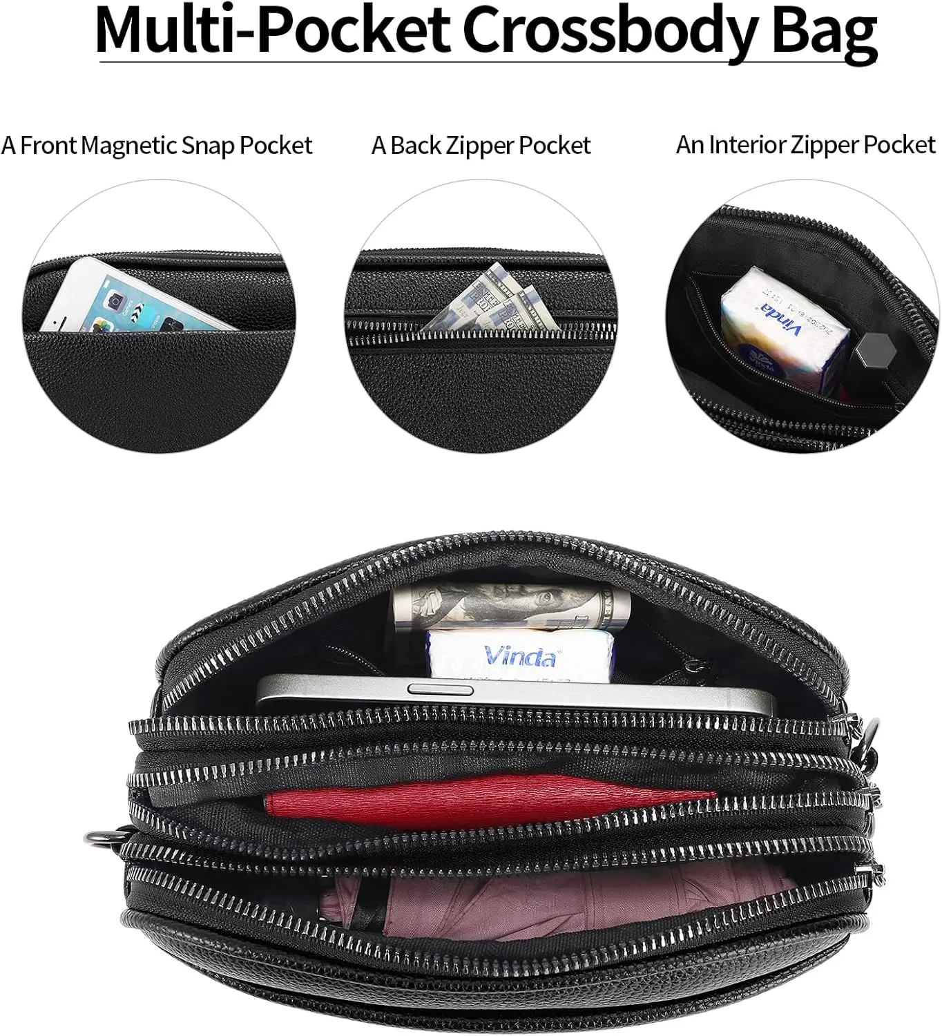 GAEKEAO Small Crossbody Bags for Women Vegan Leather Wide Strap Trendy Design Camera Bag Purse Shoulder Handbag Travel