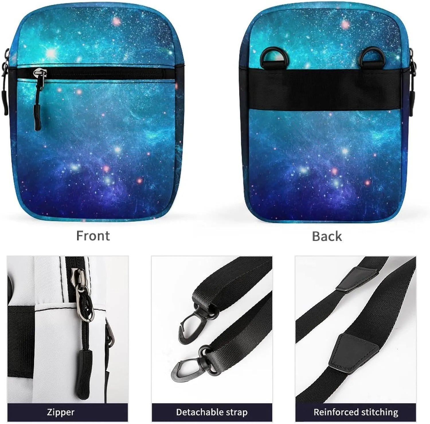 Galaxy Nebula Space Detachable Shoulder Strap Small Shoulder Bag Unisex