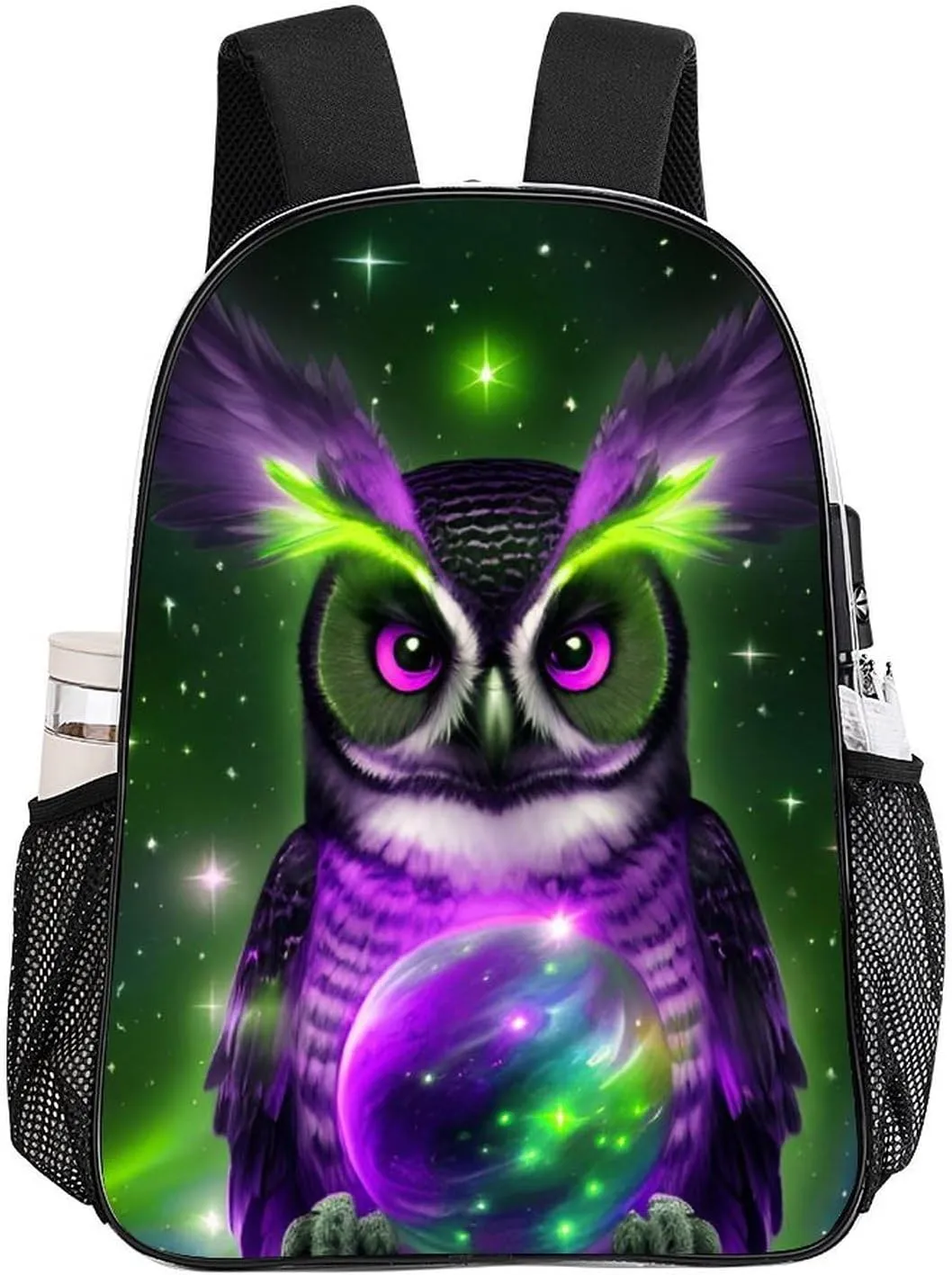 Galaxy Nighthawk Owl Art Daypack Backpack Transparent Anti-Theft Multipurpose Bookbag Big Capacity Travel Hiking & Camping Rucksack With Smooth Zippers
