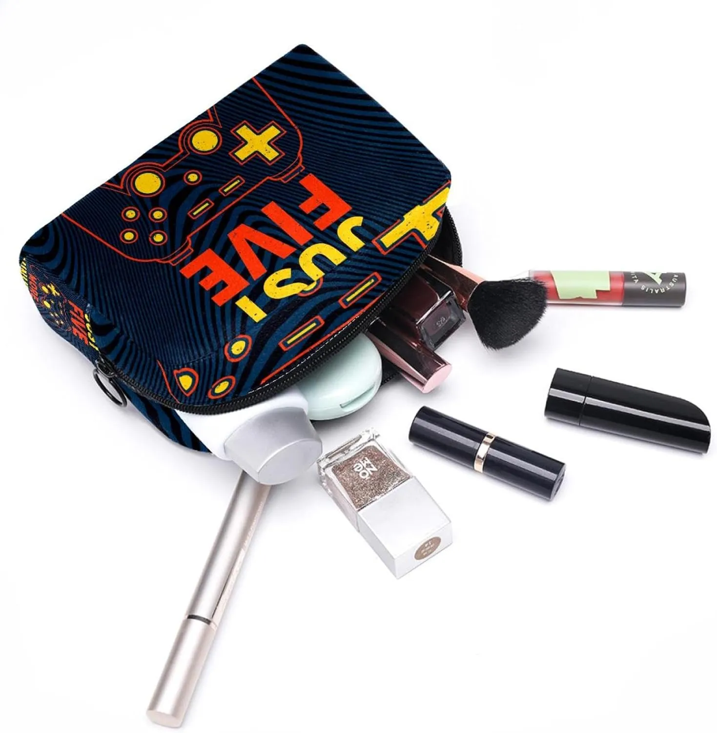 Game Controller with Just Five More Minutes Small Makeup Bags for Women Teen Girls, Makeup Storage Bag with Zipper Accessories Organizer Bag for Travelling