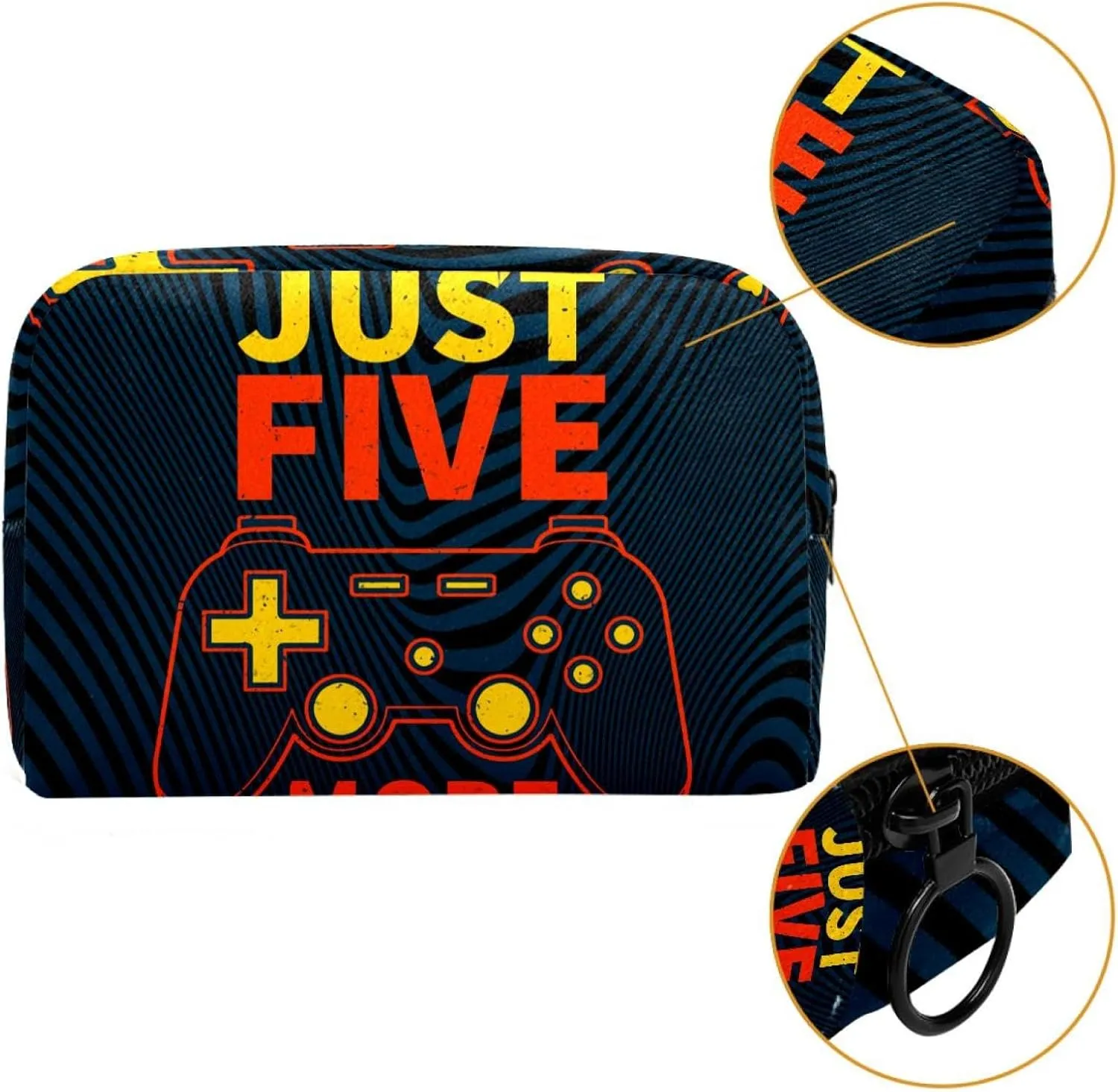 Game Controller with Just Five More Minutes Small Makeup Bags for Women Teen Girls, Makeup Storage Bag with Zipper Accessories Organizer Bag for Travelling