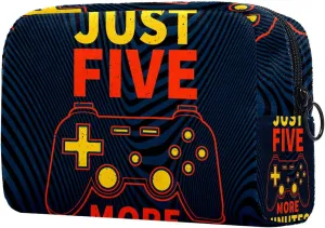 Game Controller with Just Five More Minutes Small Makeup Bags for Women Teen Girls, Makeup Storage Bag with Zipper Accessories Organizer Bag for Travelling