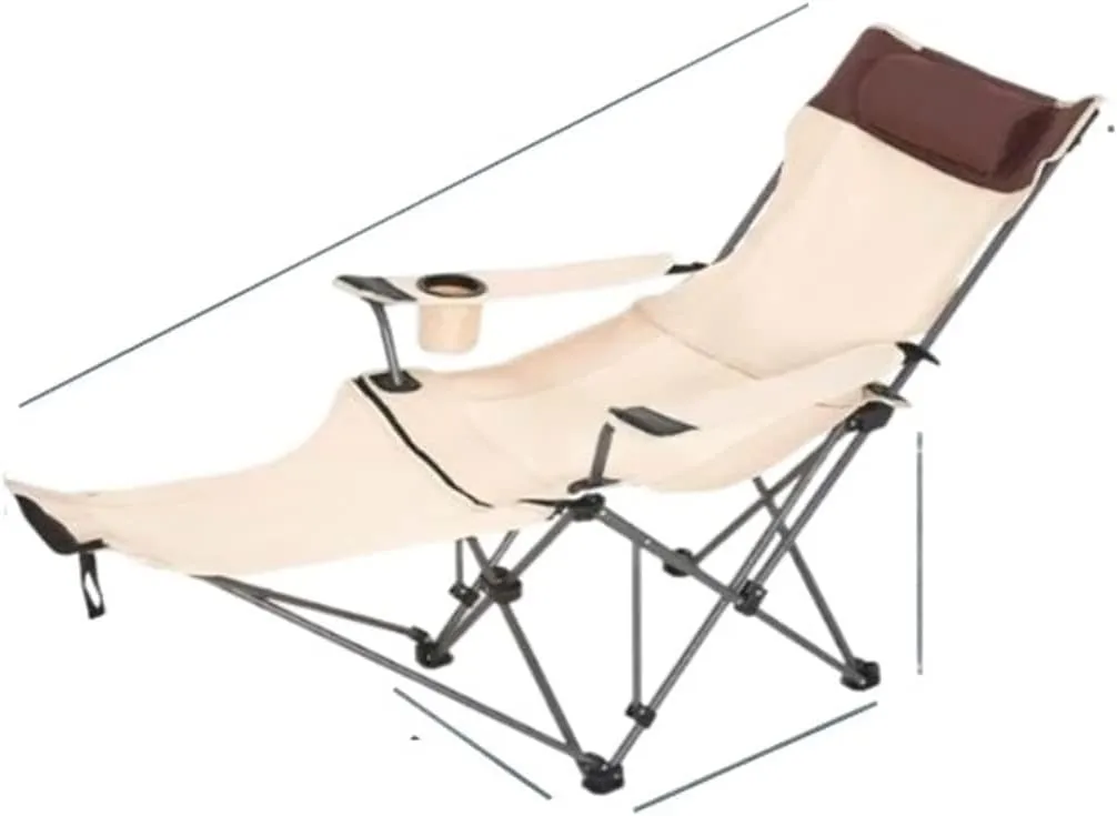 GaRcan Dual-Purpose Outdoor Folding Chair Portable Nap Lunch Break Fishing Chair Lightweight Beach Chair Lazy Stool Camping Chair (Orange Full Long)