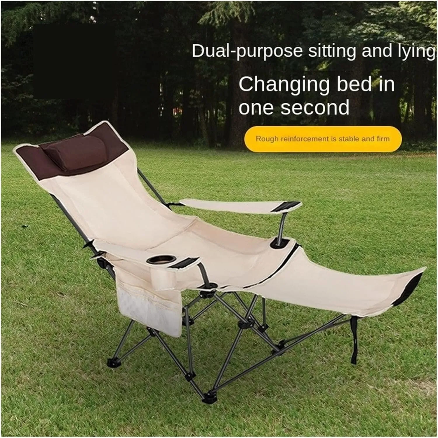 GaRcan Dual-Purpose Outdoor Folding Chair Portable Nap Lunch Break Fishing Chair Lightweight Beach Chair Lazy Stool Camping Chair (Orange Full Long)