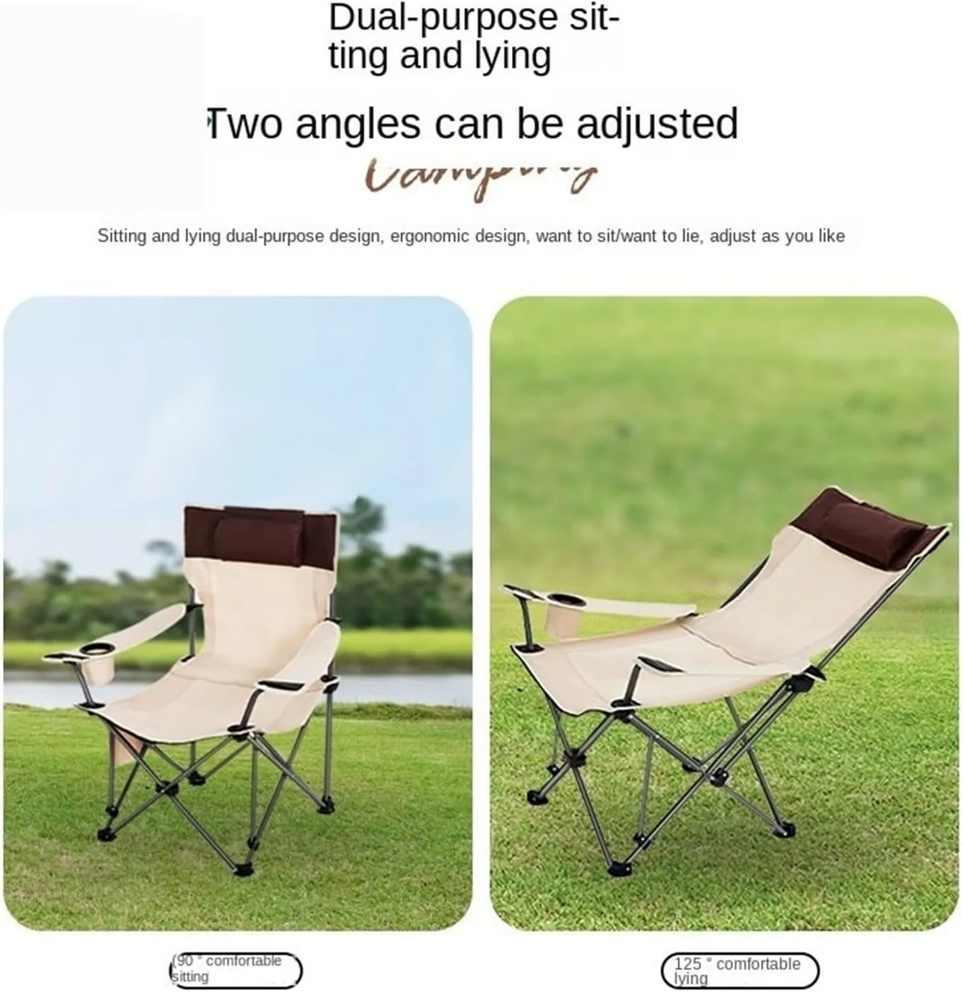 GaRcan Dual-Purpose Outdoor Folding Chair Portable Nap Lunch Break Fishing Chair Lightweight Beach Chair Lazy Stool Camping Chair (Orange Full Long)