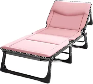 Generic Fold Out Bed for Adults 25mm Wider Square Tube Folding Camping Cot with Mattress Four Position Adjustable Backrest and 160kg Load Capacity(Color:C,Size:170 * 56 * 30cm)