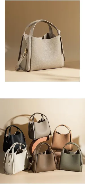 Genuine Leather Handmade Women's Tote Bag Crossbody Bucket Purse with Adjustable Strap, Multi-Pocket, Annual New