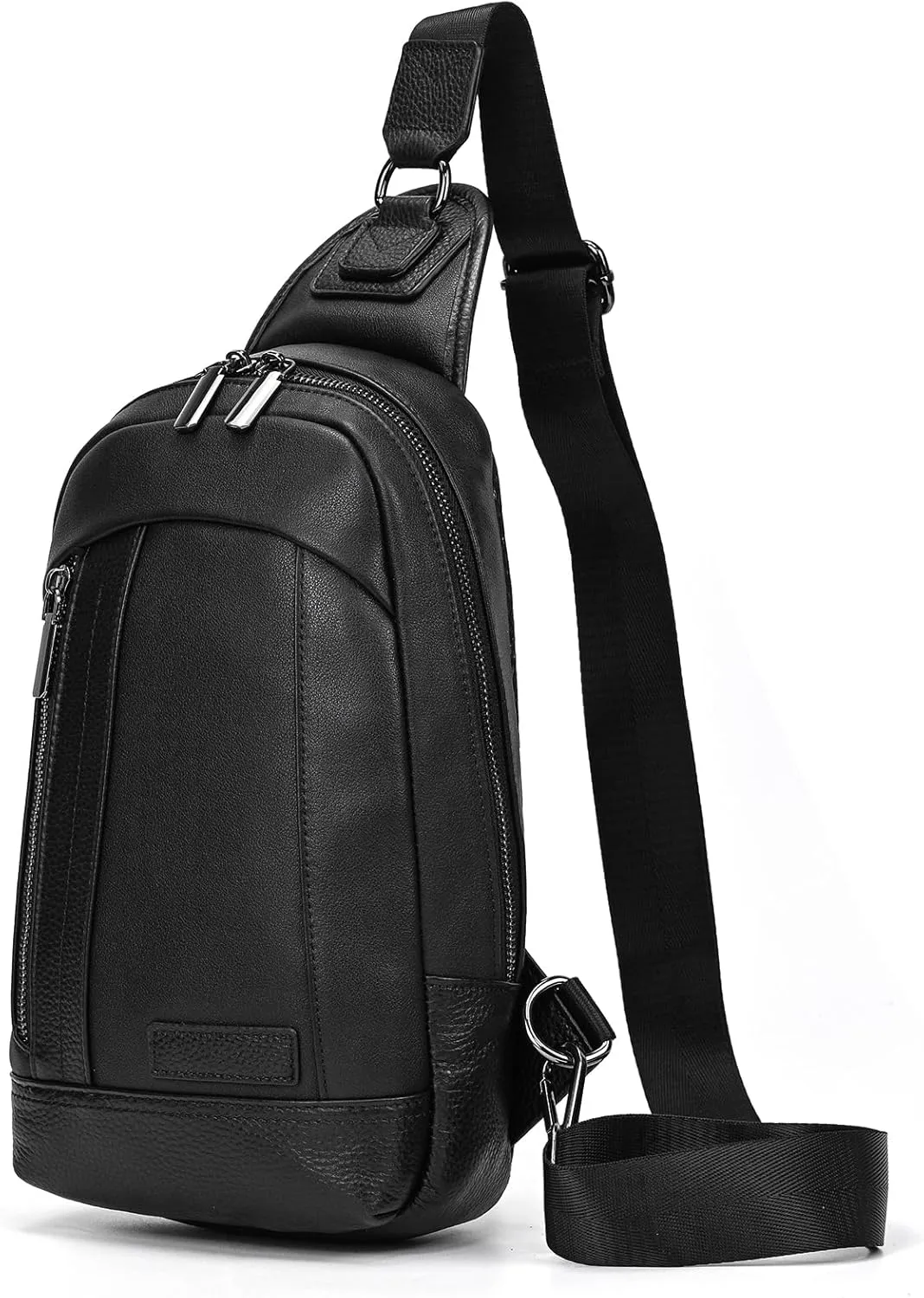 Genuine Leather Sling Bag Multi-pocket Chest Bag for Men Hiking Travel Daypack