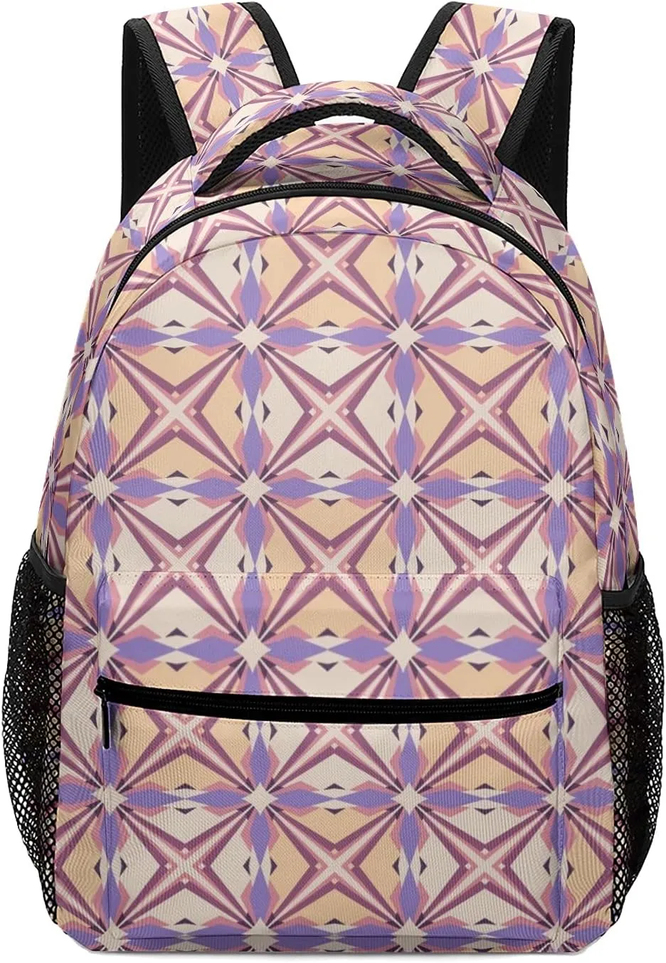 Geometric Polygon Seamless Pattern Kids Backpack, Student School Bags for Boys & Girls, Bookbags with Adjustable Strapfor Travel