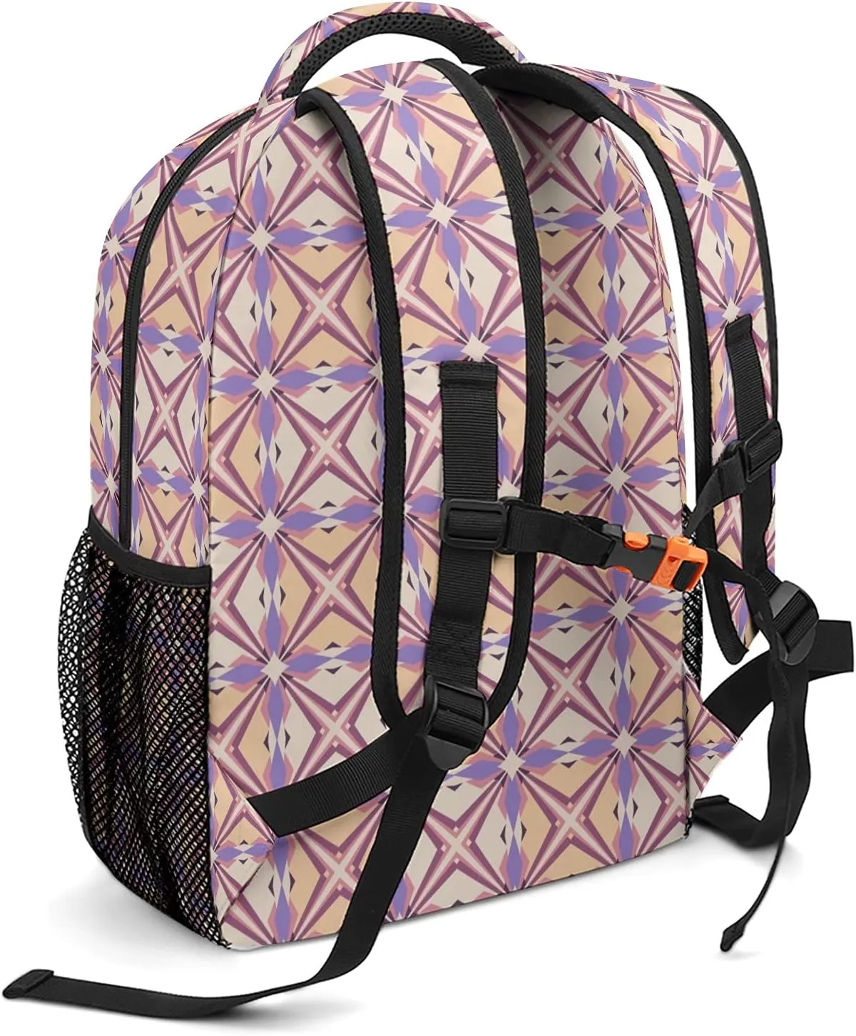 Geometric Polygon Seamless Pattern Kids Backpack, Student School Bags for Boys & Girls, Bookbags with Adjustable Strapfor Travel