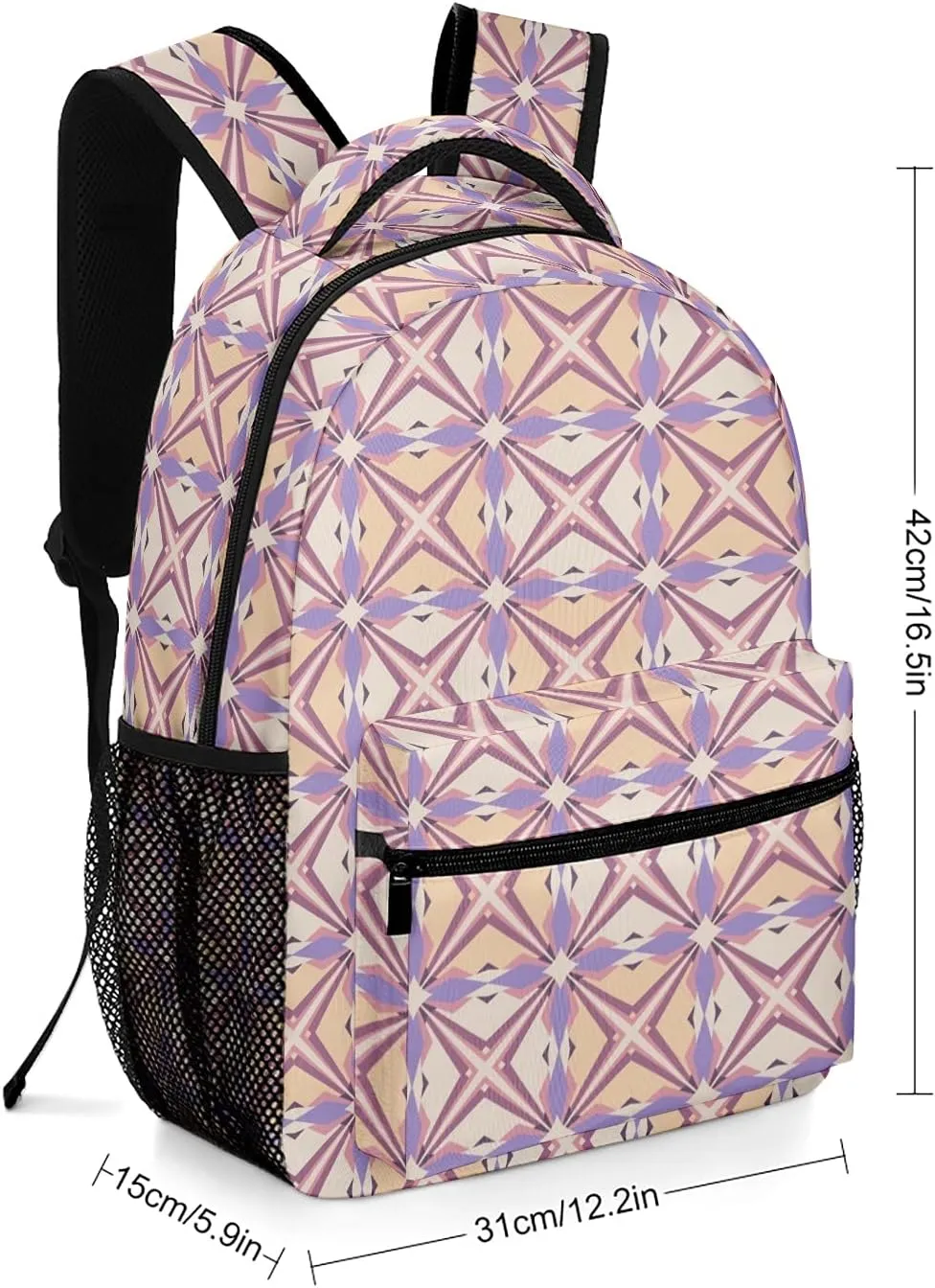Geometric Polygon Seamless Pattern Kids Backpack, Student School Bags for Boys & Girls, Bookbags with Adjustable Strapfor Travel