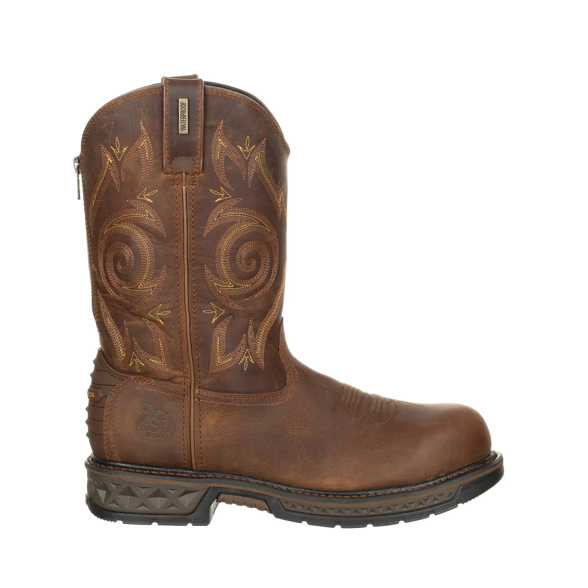 Georgia Boot Men's Carbo-Tec LT 11-Inch Waterproof Electrical Hazard Composite Toe Back Zip Pull-On Wellington Work Boot