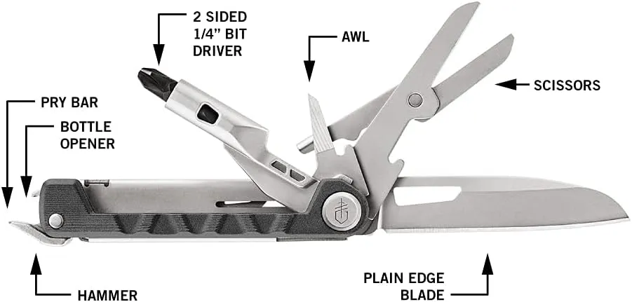Gerber Gear Armbar Drive 8-in-1 Pocket Knife EDC Multitool with Screwdriver, 2.5" Blade, Onyx