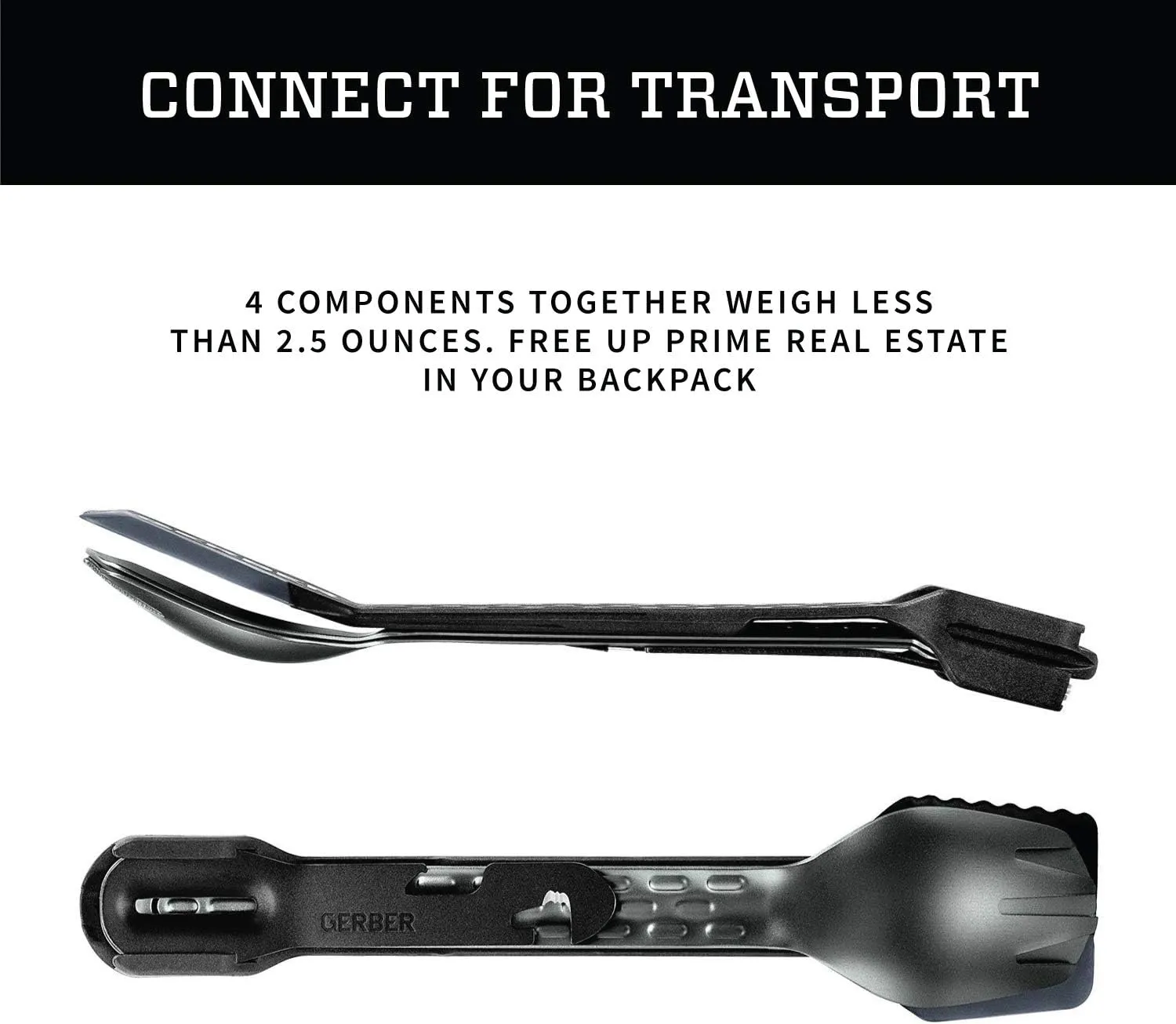 Gerber Gear ComplEAT Camping Utensils Set for Outdoor Cooking, Camping Cutlery with Fork, Spoon, Tongs, Spatula and Multi-Functional Tool, Onyx Black