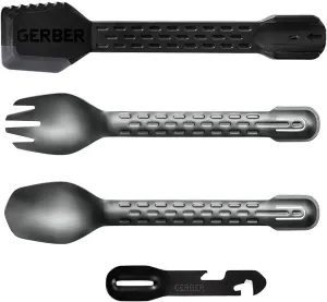 Gerber Gear ComplEAT Camping Utensils Set for Outdoor Cooking, Camping Cutlery with Fork, Spoon, Tongs, Spatula and Multi-Functional Tool, Onyx Black