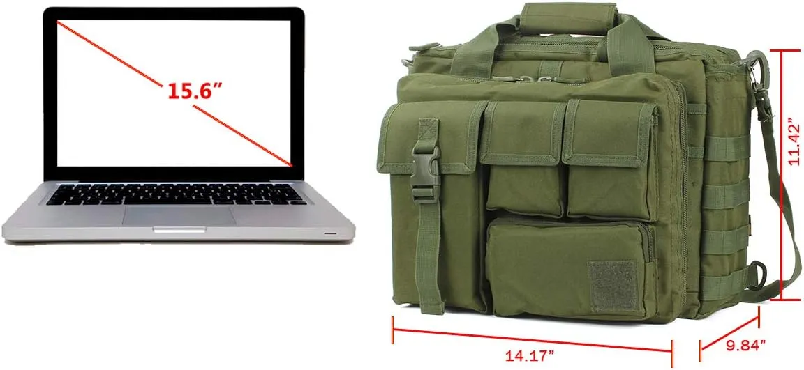 GES Tactical Briefcase, 15.6" Men's Messenger Bag Military Briefcase for Men, ArmyGreen