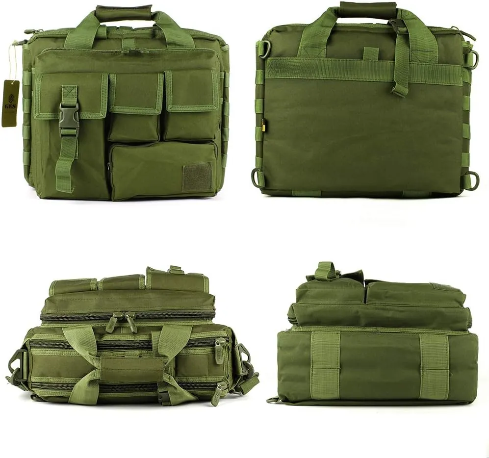 GES Tactical Briefcase, 15.6" Men's Messenger Bag Military Briefcase for Men, ArmyGreen