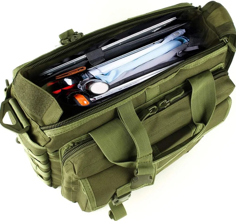 GES Tactical Briefcase, 15.6" Men's Messenger Bag Military Briefcase for Men, ArmyGreen