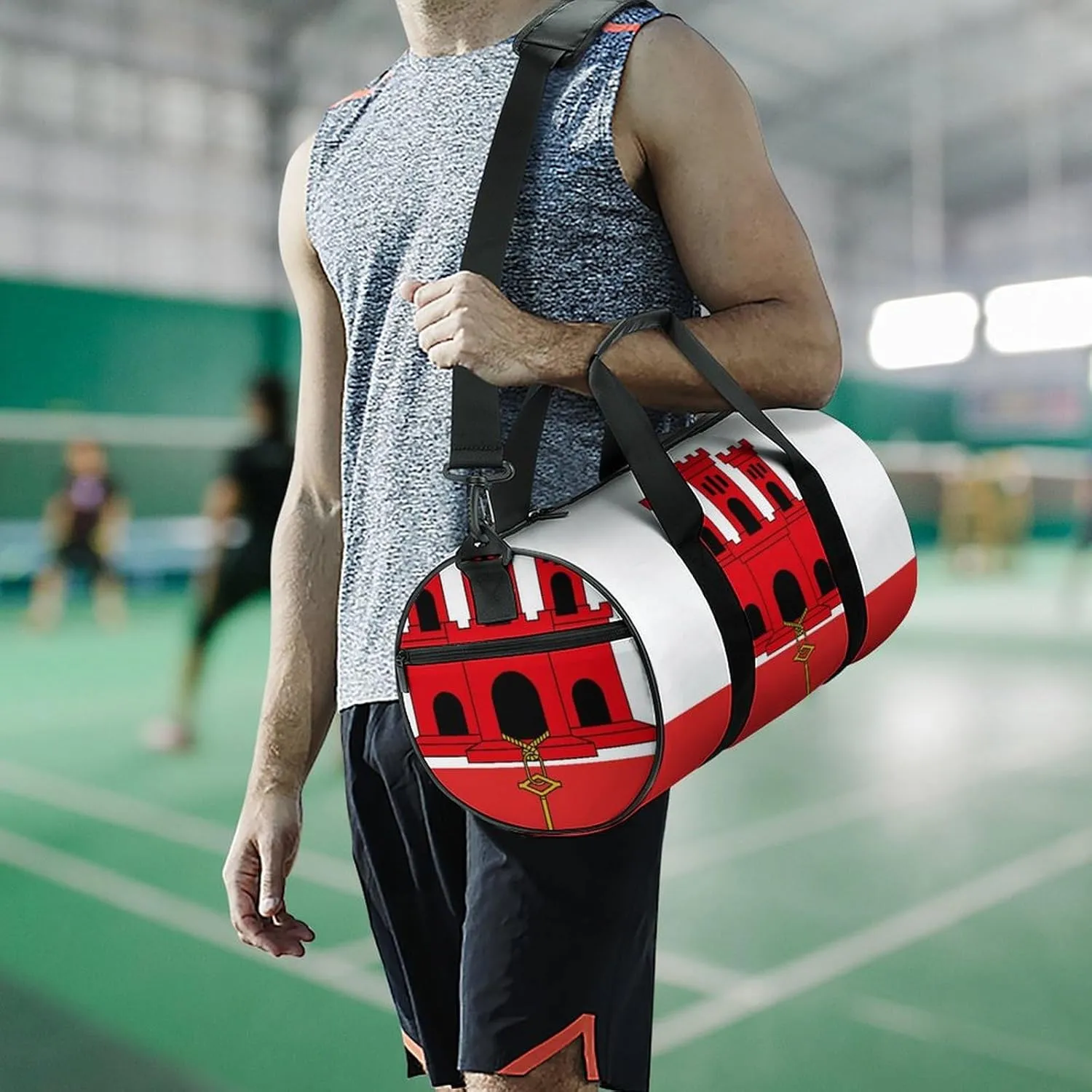 Gibraltar Flag Gym Bag for Men Women with Wet Pocket Travel Duffel Sports Overnight Weekender