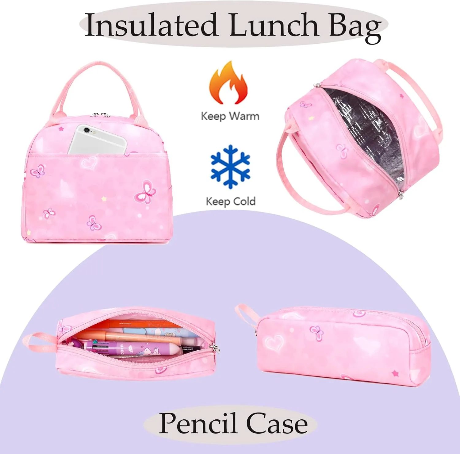 Girls Backpack for Elementary Unicorn Backpack Kids Backpack School Bookbag for Girls 3 in 1 Set Back to School