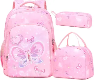 Girls Backpack for Elementary Unicorn Backpack Kids Backpack School Bookbag for Girls 3 in 1 Set Back to School